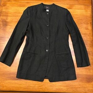 GIORGIO ARMANI LE COLLEZIONI 100% LINEN BLAZER MANDARIN COLLAR Women’s Size 6 🖤